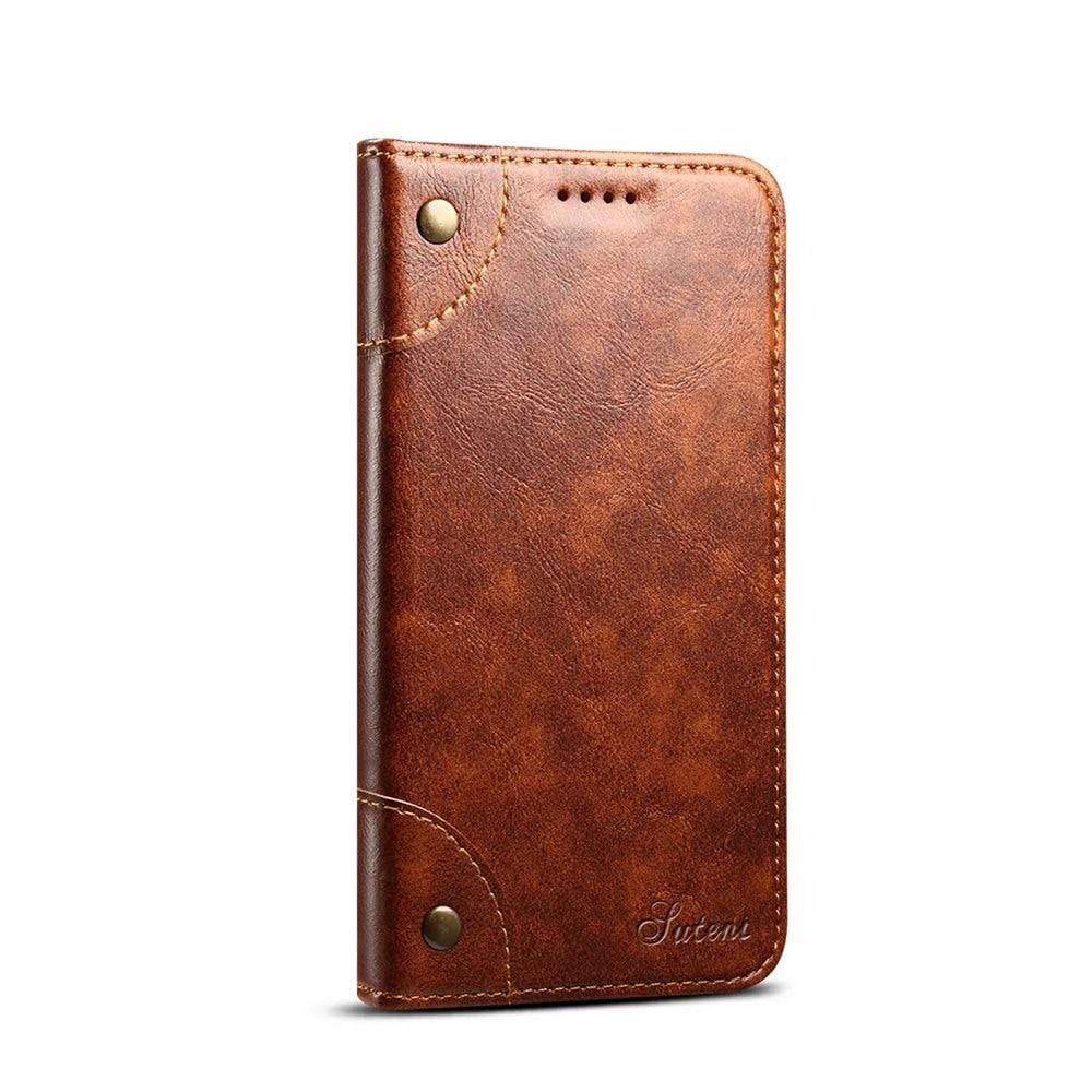 Leren Flip Cover Portemonnee Case - jouwwinkel - Echt Leer - Alle Iphone's