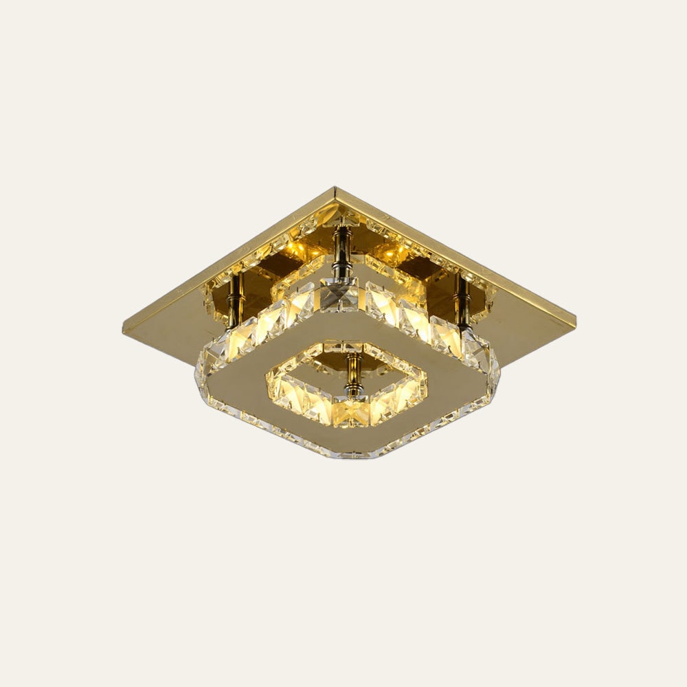 Plafondlamp met led, kristal en vierkant ontwerp voor de slaapkamer