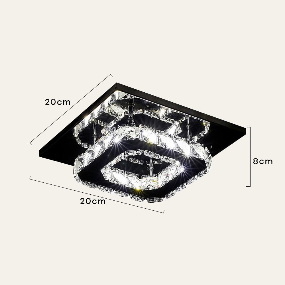 Plafondlamp met led, kristal en vierkant ontwerp voor de slaapkamer