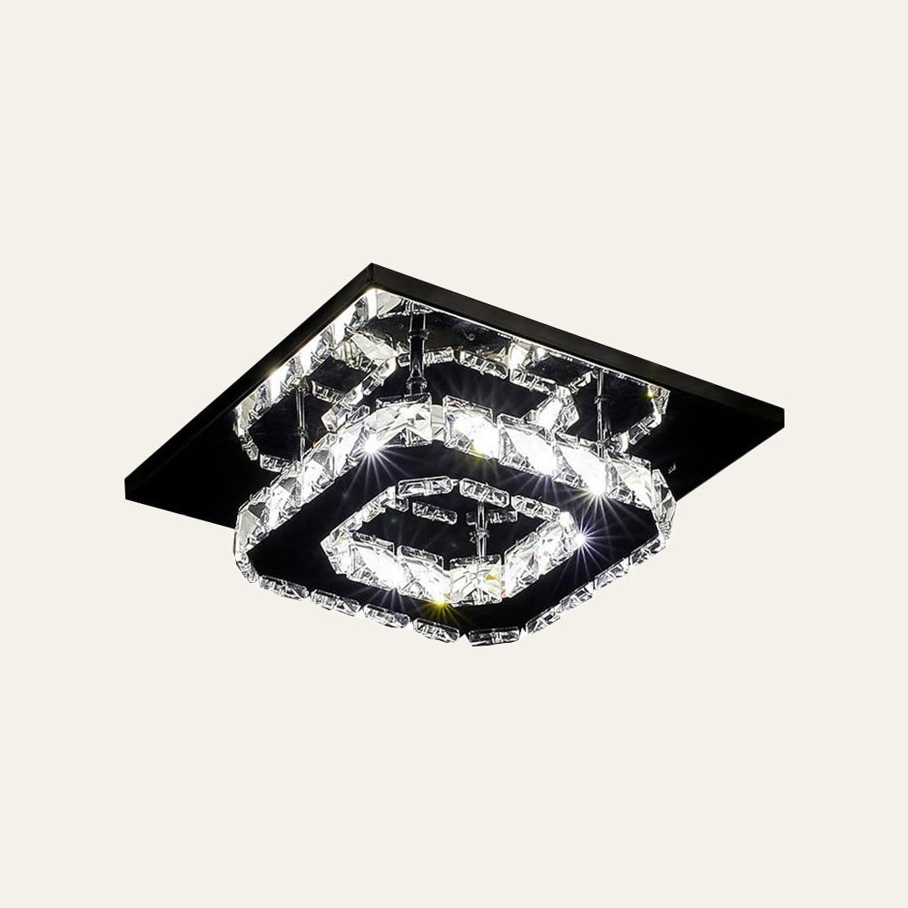 Plafondlamp met led, kristal en vierkant ontwerp voor de slaapkamer