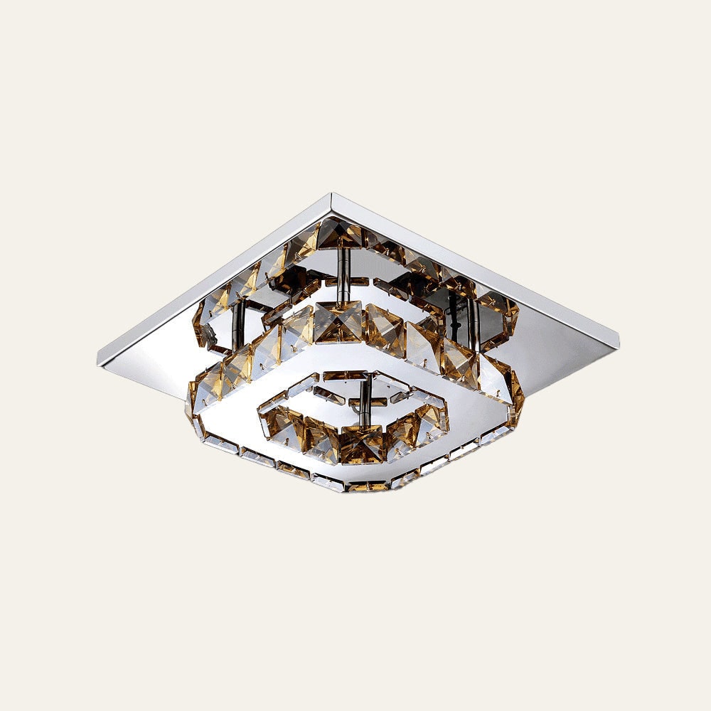 Plafondlamp met led, kristal en vierkant ontwerp voor de slaapkamer