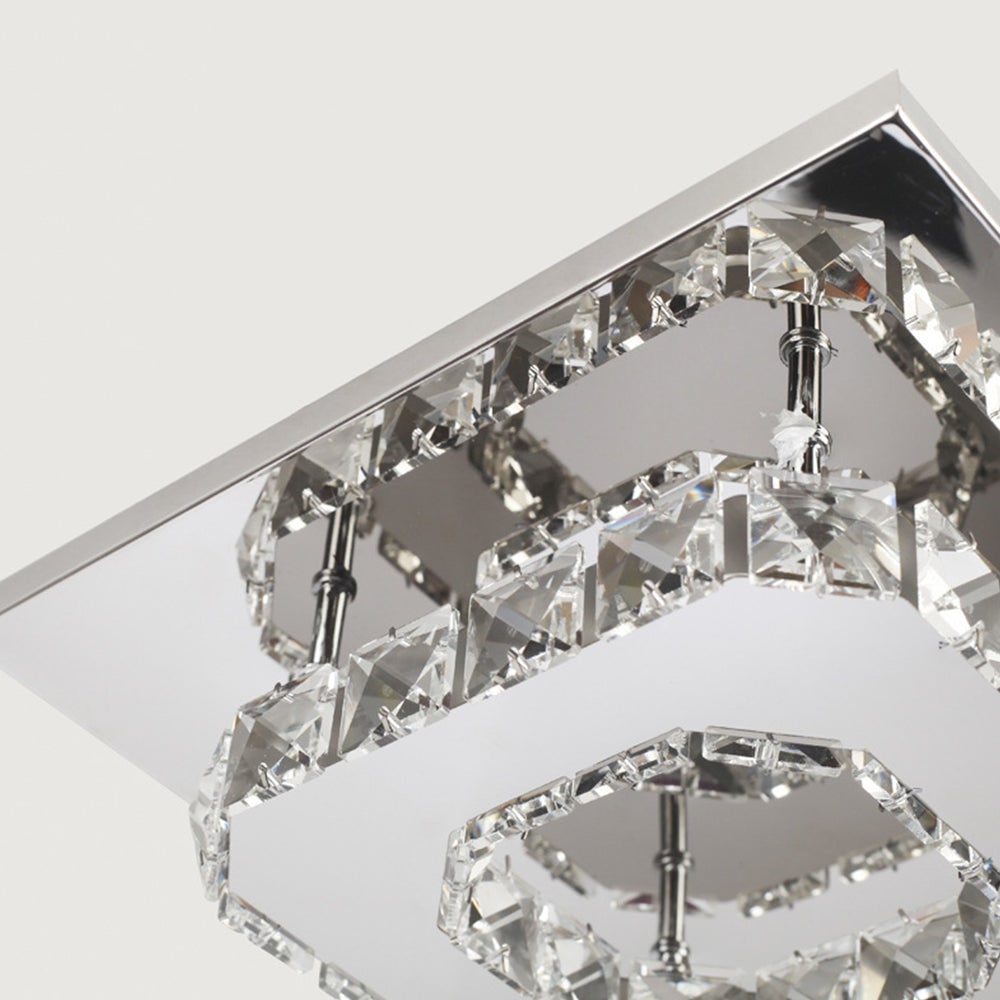 Plafondlamp met led, kristal en vierkant ontwerp voor de slaapkamer