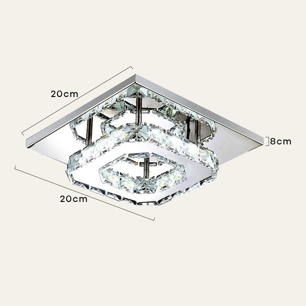 Plafondlamp met led, kristal en vierkant ontwerp voor de slaapkamer