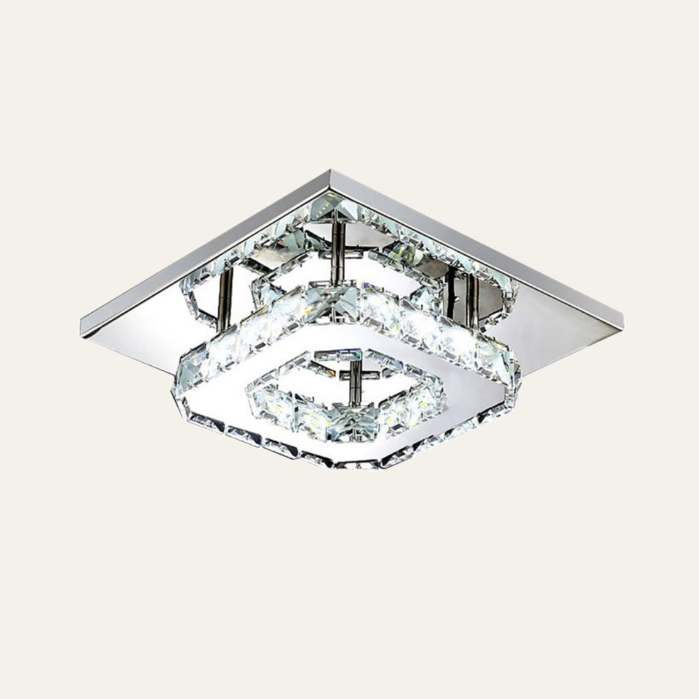 Plafondlamp met led, kristal en vierkant ontwerp voor de slaapkamer