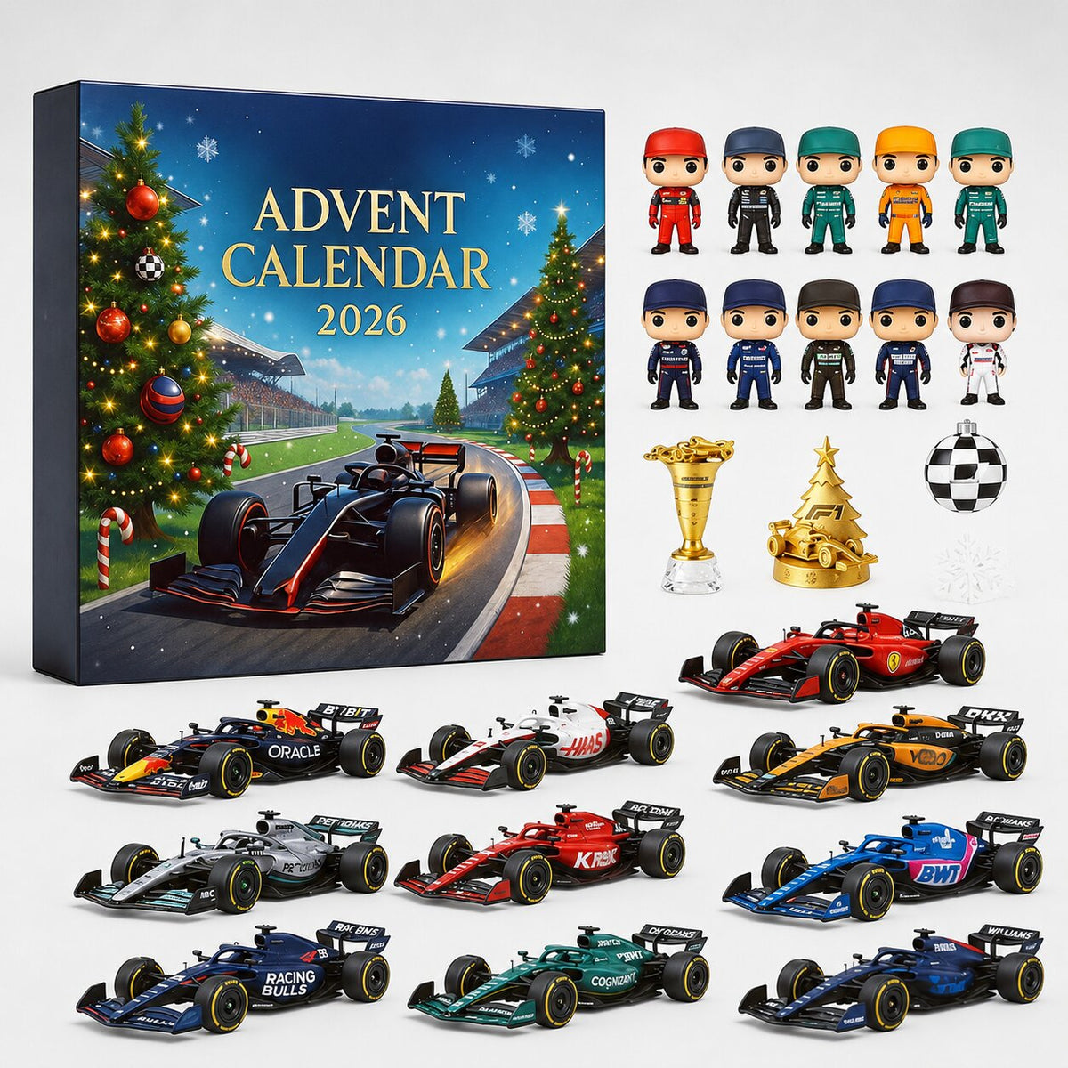 Raceauto-adventskalender 2026 met 24 motorsportverrassingen