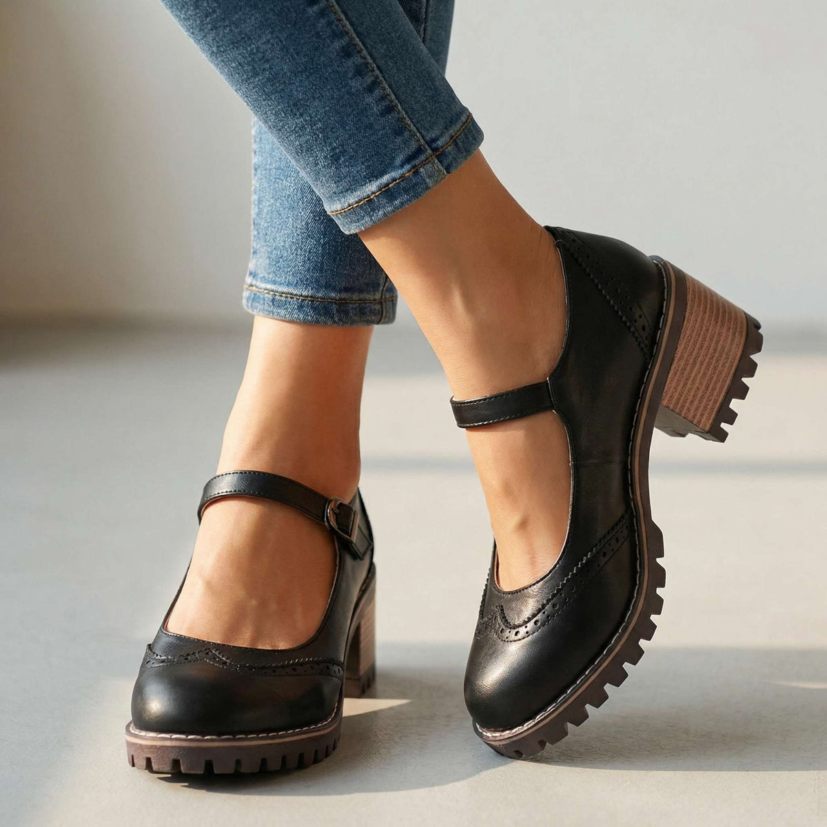 Vintage mary-janes voor dames met verstelbaar bandje