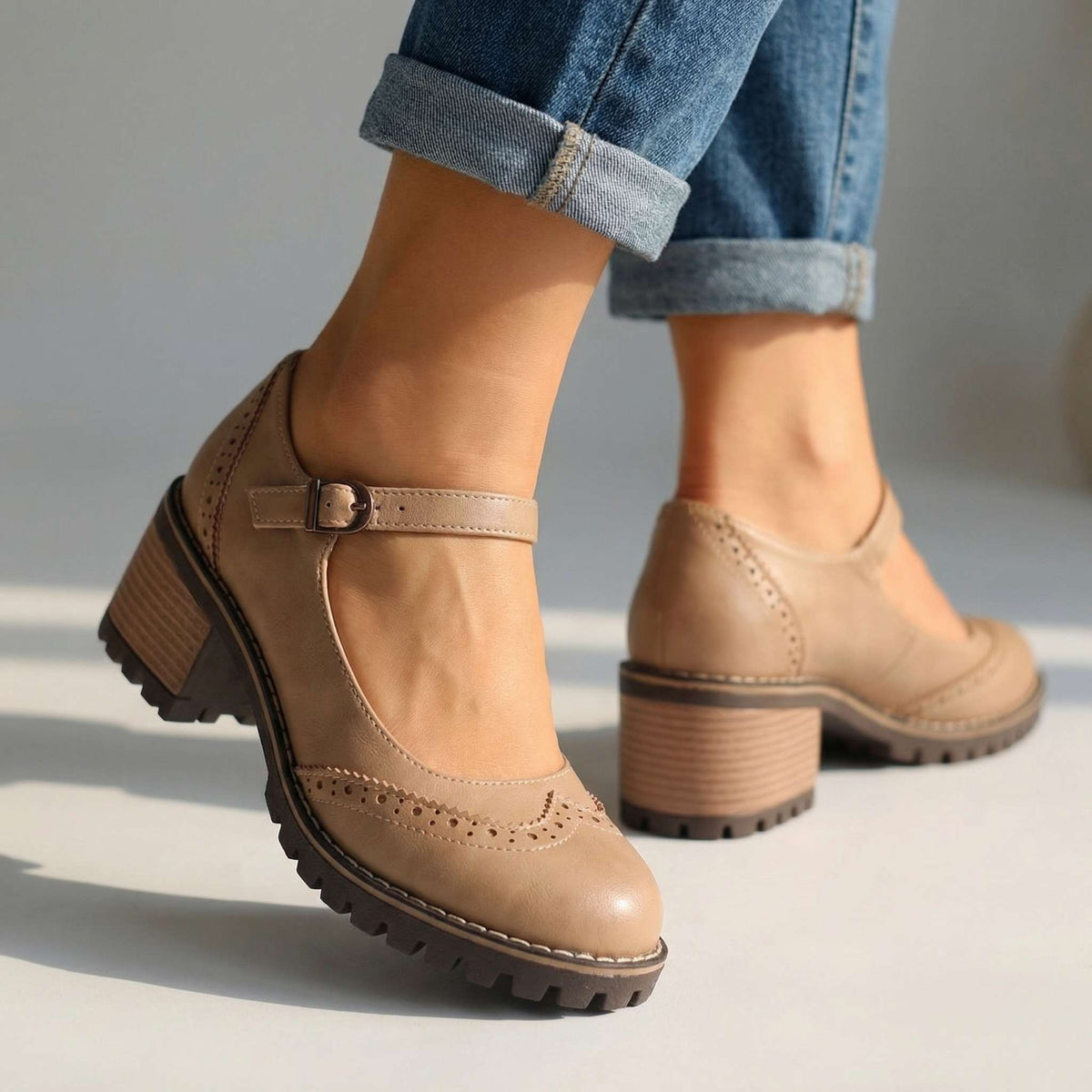 Vintage mary-janes voor dames met verstelbaar bandje
