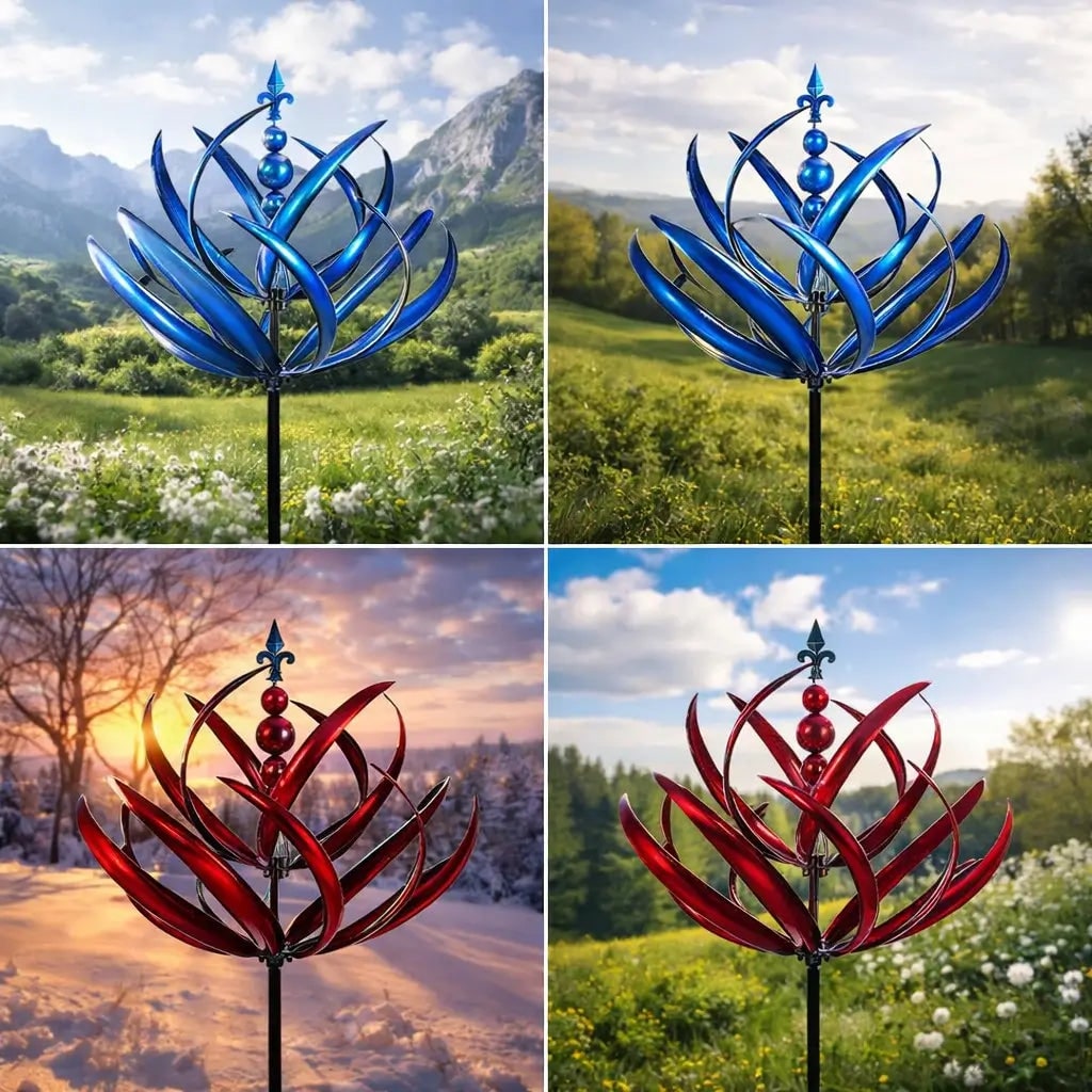Windspinners voor de tuin met metalen lotusbloemontwerp en kinetische rotatie in twee richtingen