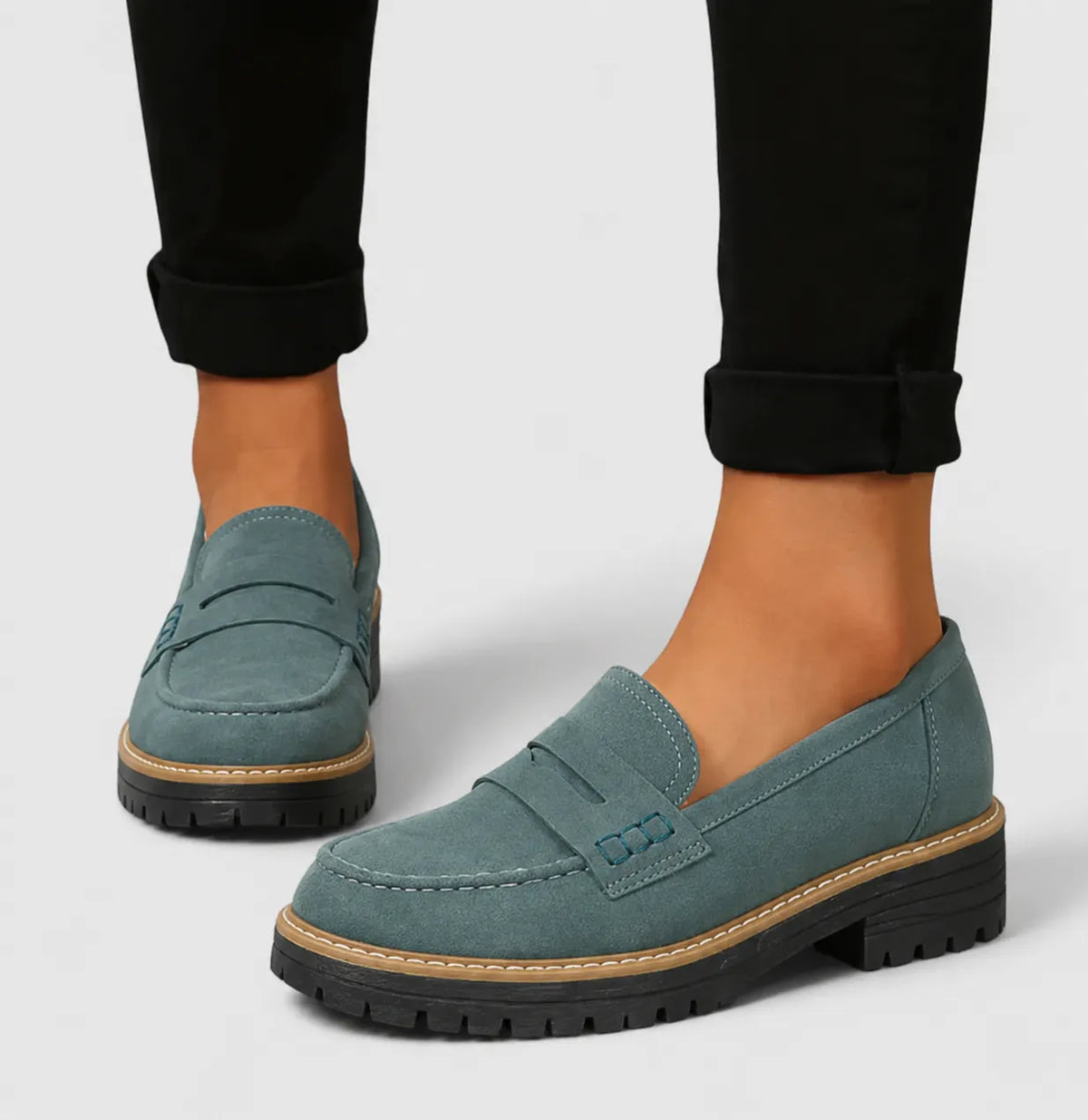 Geraldine damespennyloafers met profielzool