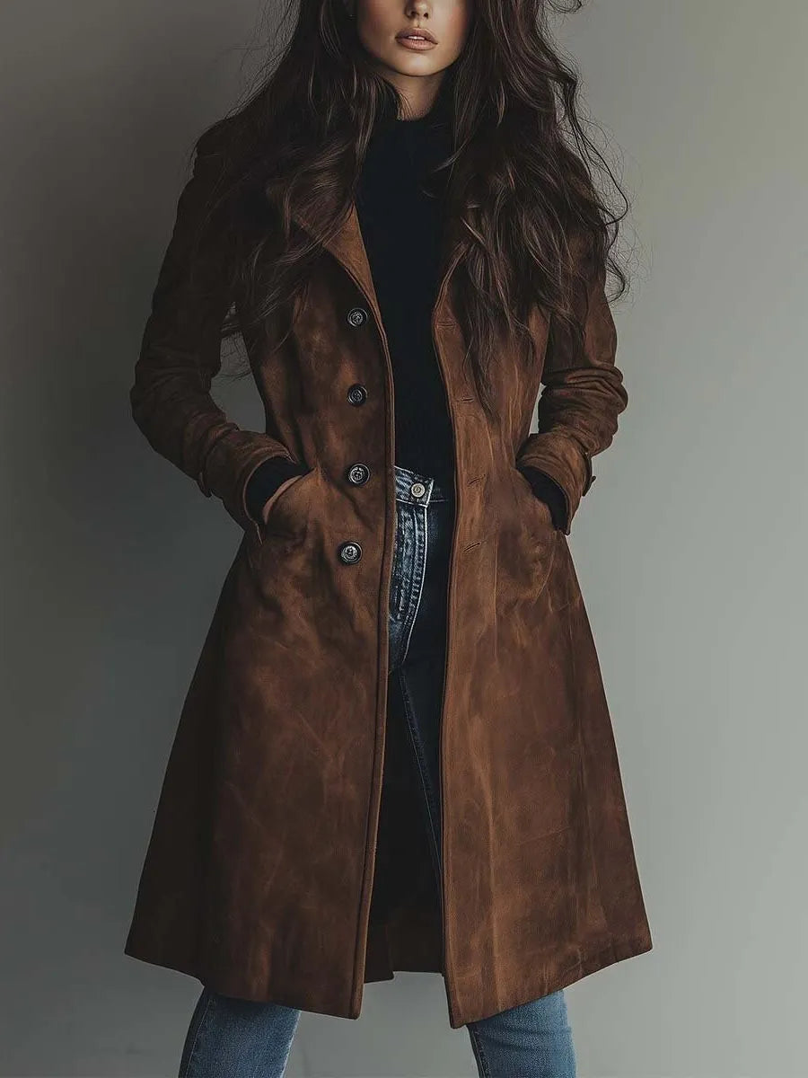 Gianna vintage suède damestrenchcoat