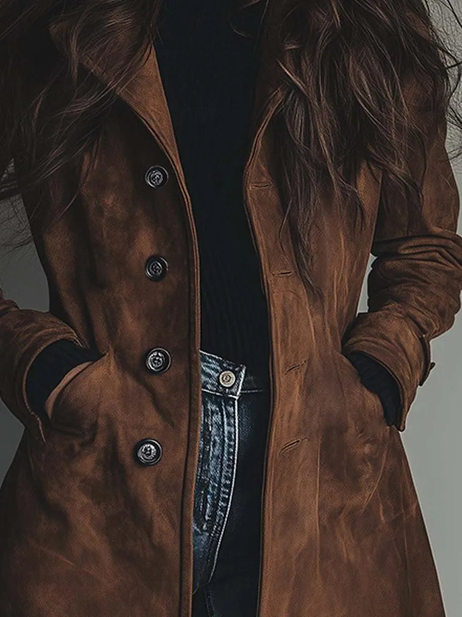 Gianna vintage suède damestrenchcoat