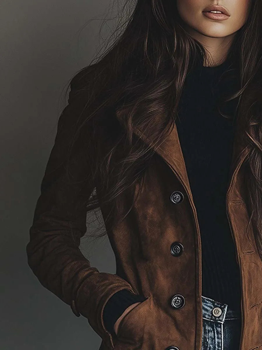 Gianna vintage suède damestrenchcoat