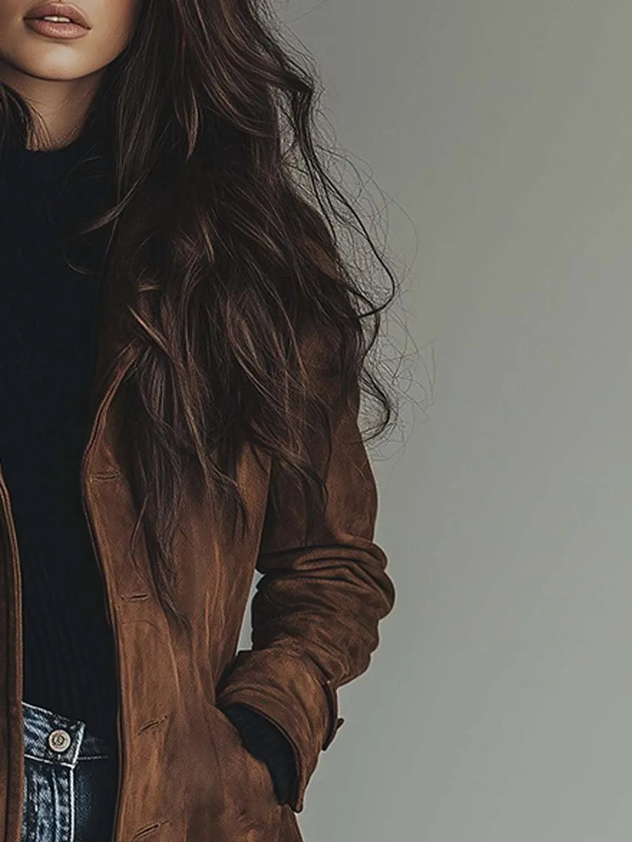 Gianna vintage suède damestrenchcoat