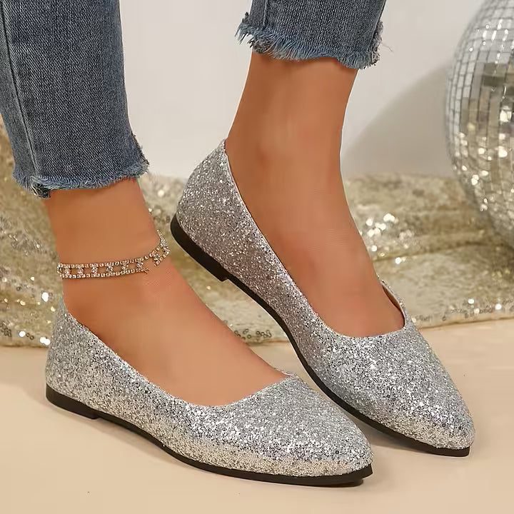 Pumps met glitters en puntige neus voor dames