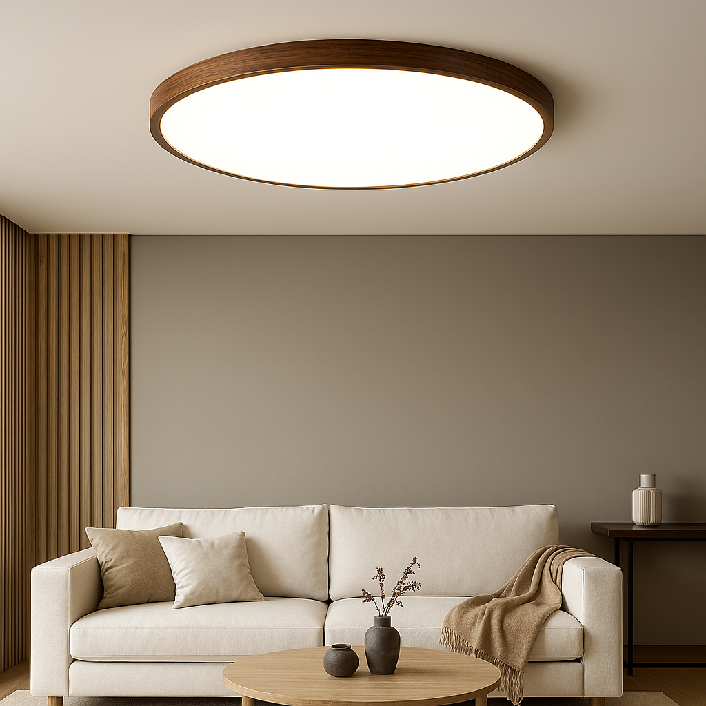 Plafondlamp van donker hout