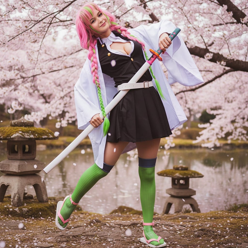 Halloween anime cosplaykostuum en outfit voor verkleden als personage met haorijas en beenwikkels
