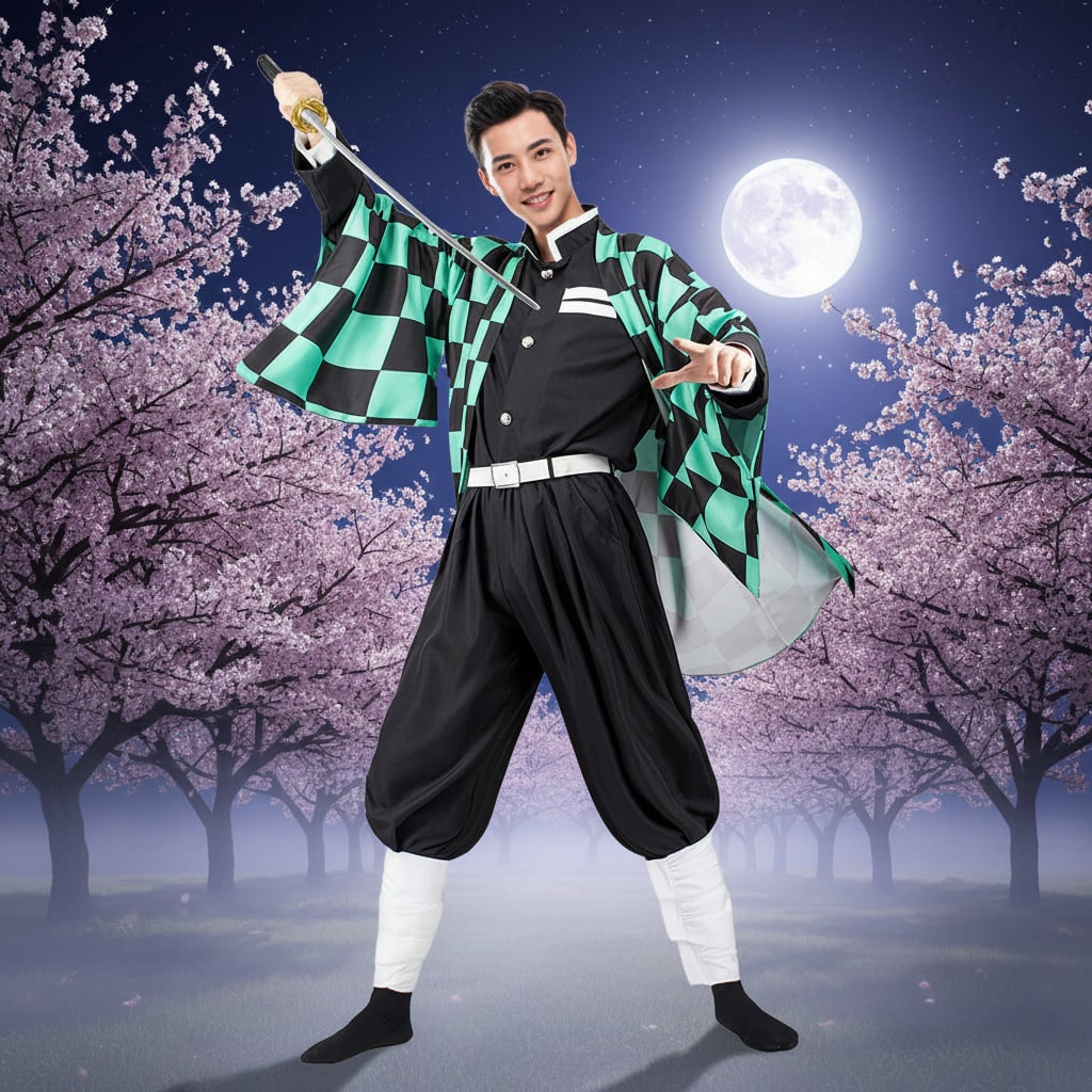 Halloween anime cosplaykostuum en outfit voor verkleden als personage met haorijas en beenwikkels
