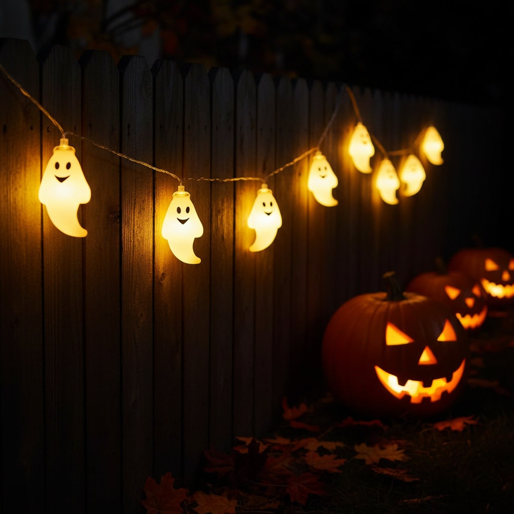 Halloween spookjes-lichtsnoer op batterijen LED buitendecoratie voor terras en tuinfeest