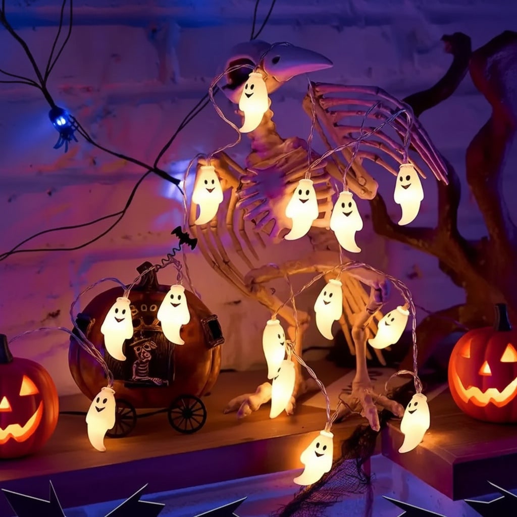 Halloween spookjes-lichtsnoer op batterijen LED buitendecoratie voor terras en tuinfeest