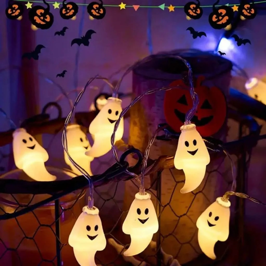 Halloween spookjes-lichtsnoer op batterijen LED buitendecoratie voor terras en tuinfeest