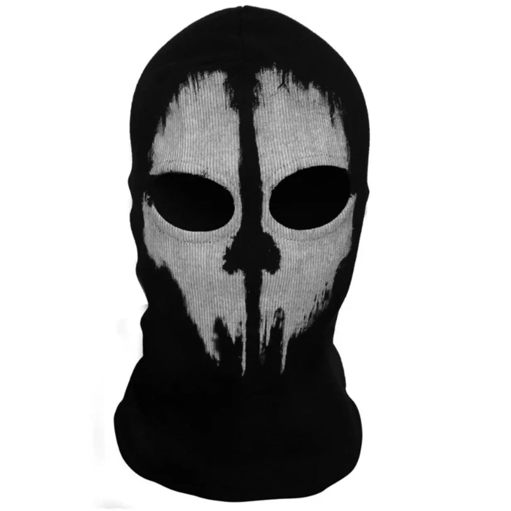 Halloween-schedelskimasker, bivakmuts voor het hele gezicht van zwarte gebreide stof voor skiën en wintersport