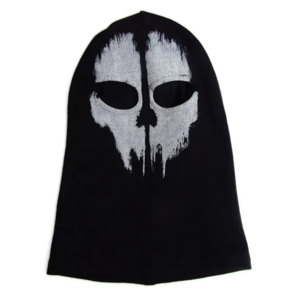 Halloween-schedelskimasker, bivakmuts voor het hele gezicht van zwarte gebreide stof voor skiën en wintersport