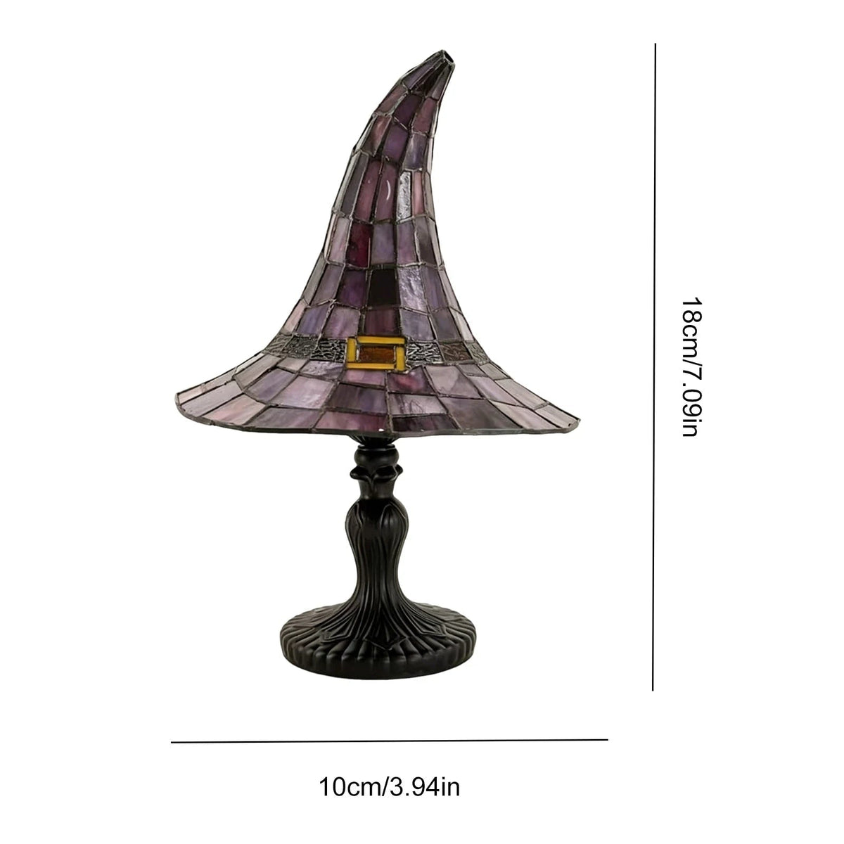 Halloween heksenhoed glas-in-lood tafellamp met USB-voeding en warm licht nachtlampje