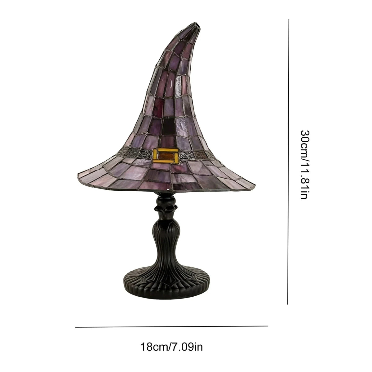 Halloween heksenhoed glas-in-lood tafellamp met USB-voeding en warm licht nachtlampje