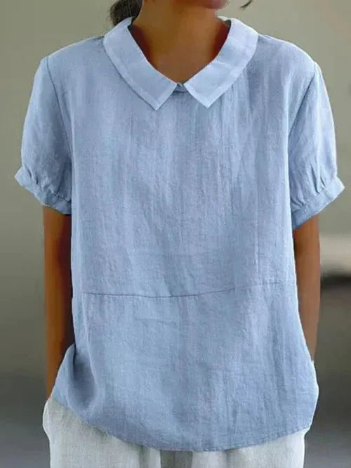 Hazel linnen damesblouse met peterpankraag