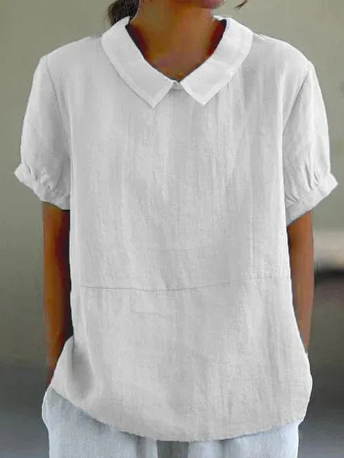 Hazel linnen damesblouse met peterpankraag