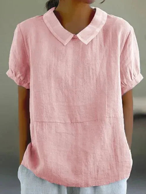 Hazel linnen damesblouse met peterpankraag