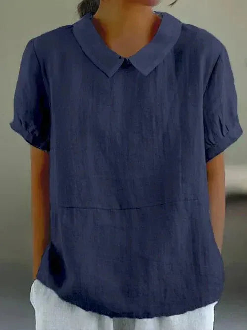 Hazel linnen damesblouse met peterpankraag