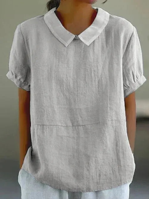 Hazel linnen damesblouse met peterpankraag