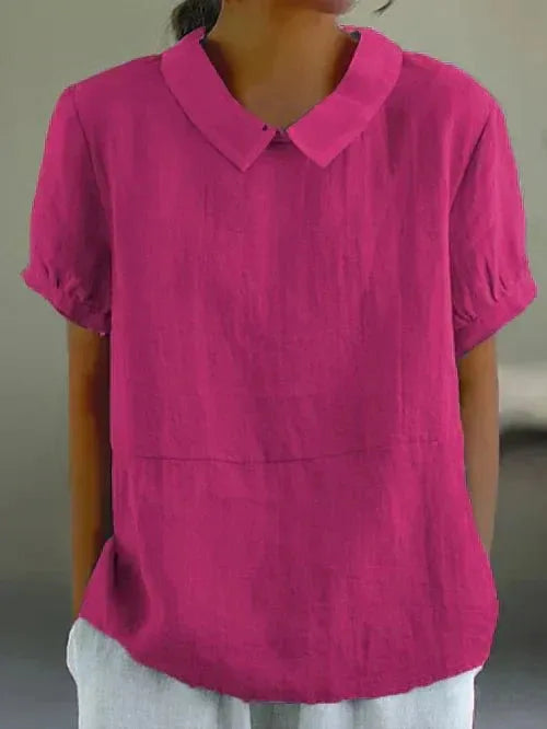 Hazel linnen damesblouse met peterpankraag