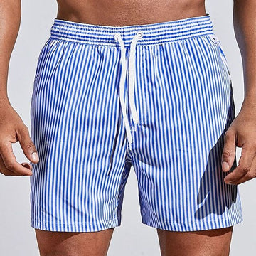 Gestreepte zwemshort voor heren met trekkoord in de taille