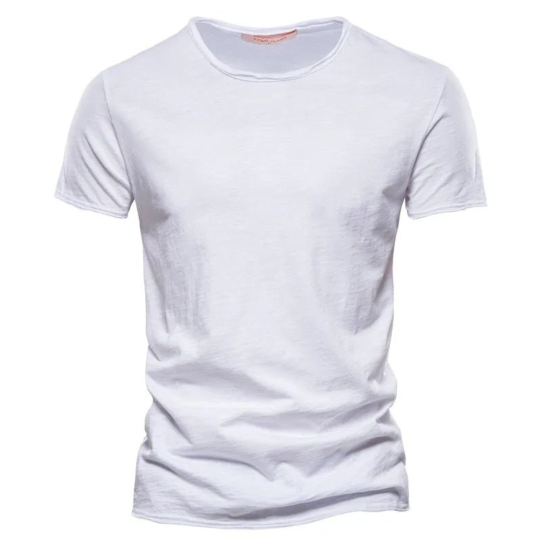 Heren-T-shirt met ronde hals en slubgaren-structuur