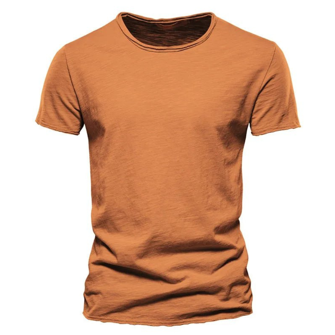 Heren-T-shirt met ronde hals en slubgaren-structuur
