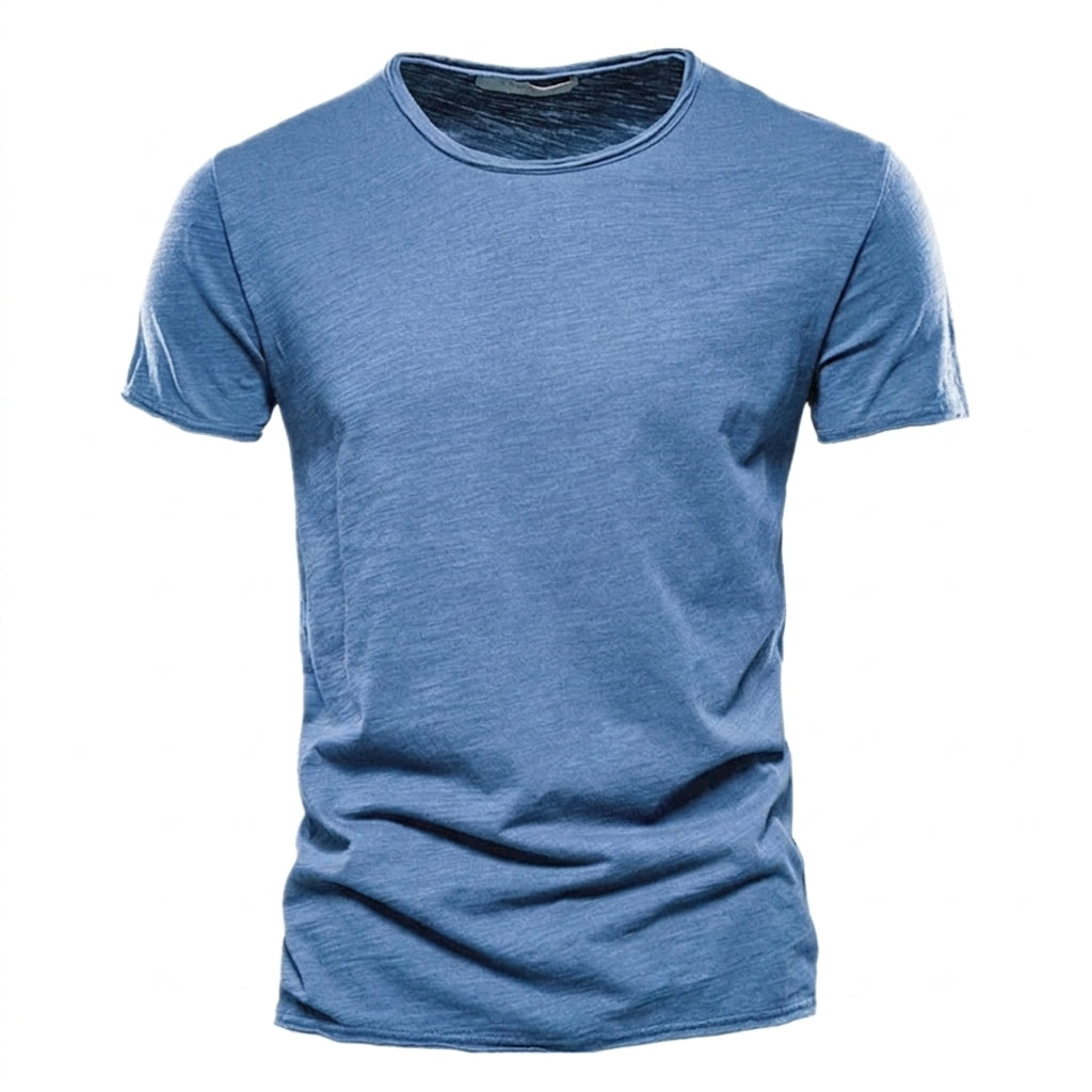 Heren-T-shirt met ronde hals en slubgaren-structuur