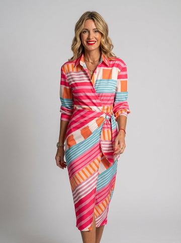 Dames Jurk met Bloemenprint en Strikceintuur voor een Elegante Look