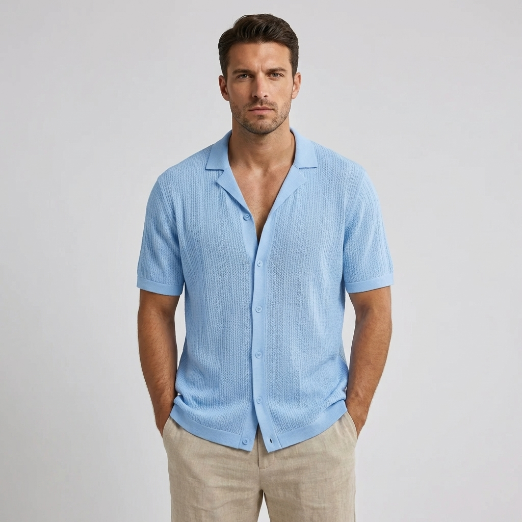 Brixon Korte Mouwen Gehaakt Casual Shirt