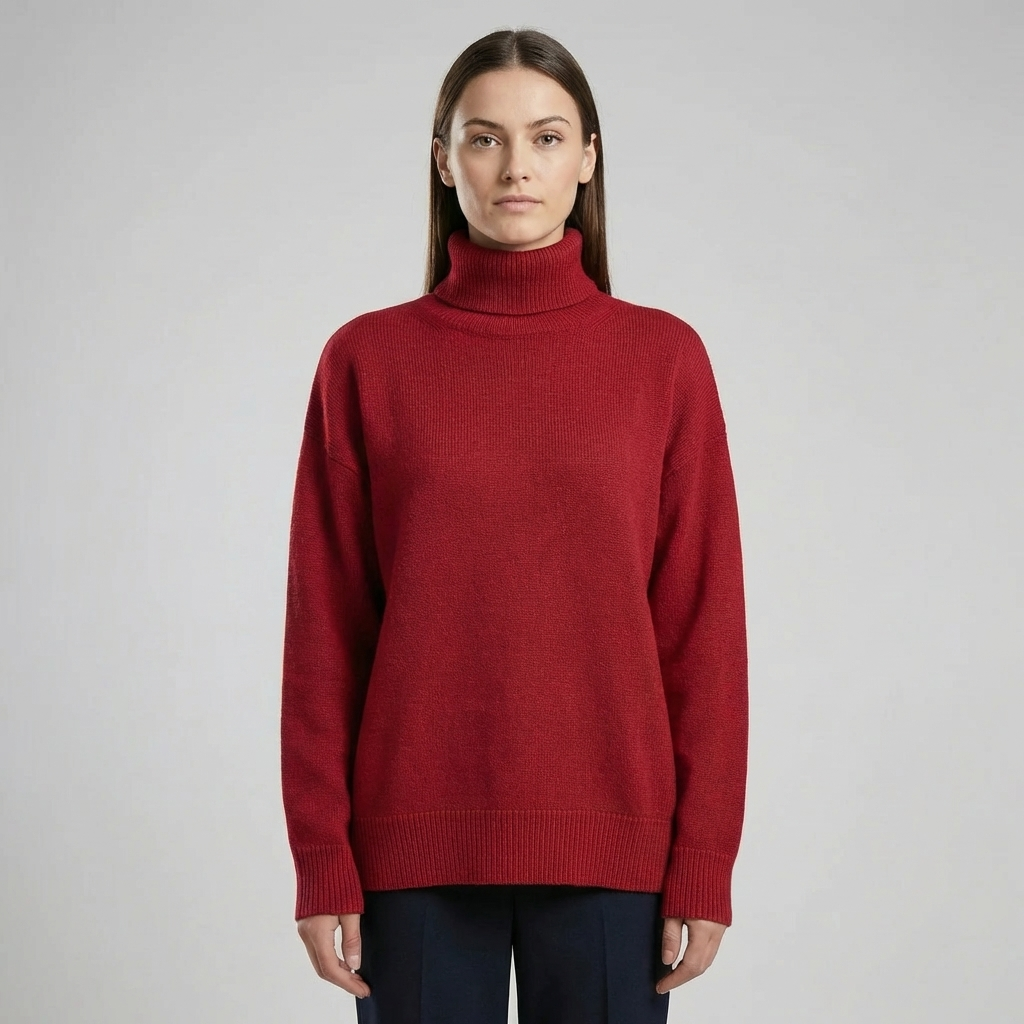 Geribde Turtleneck Trui – Casual lange Mouwen Stijl