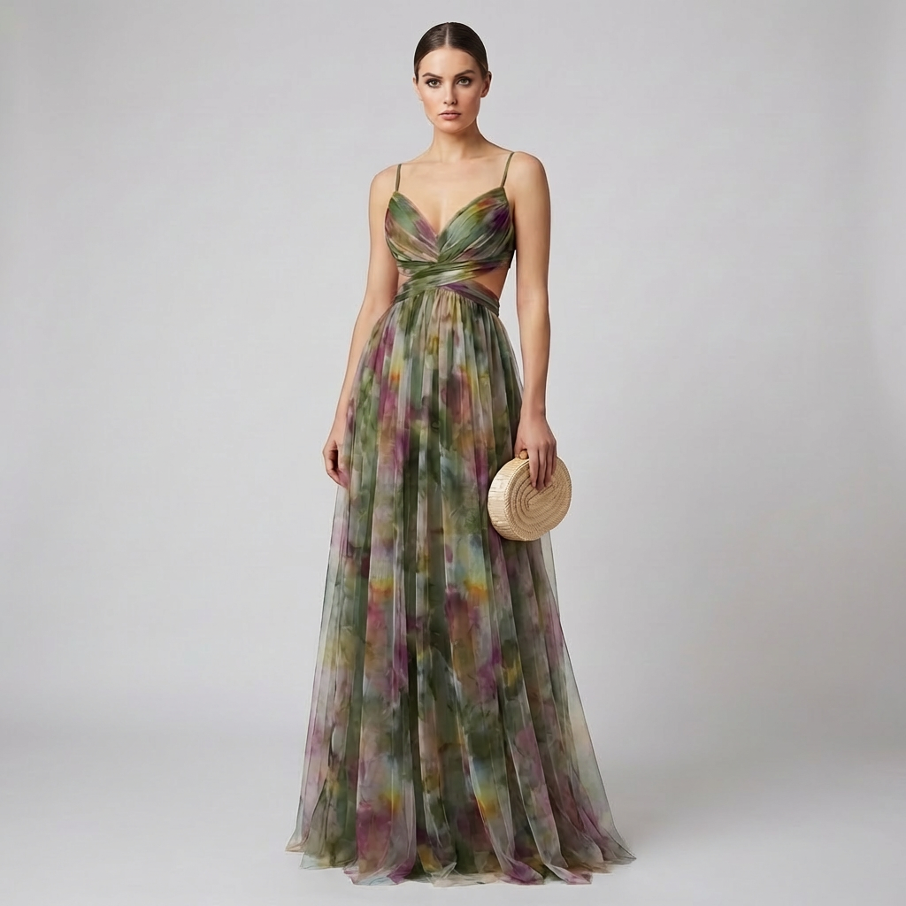 Vrouwen Mesh Maxi Jurk