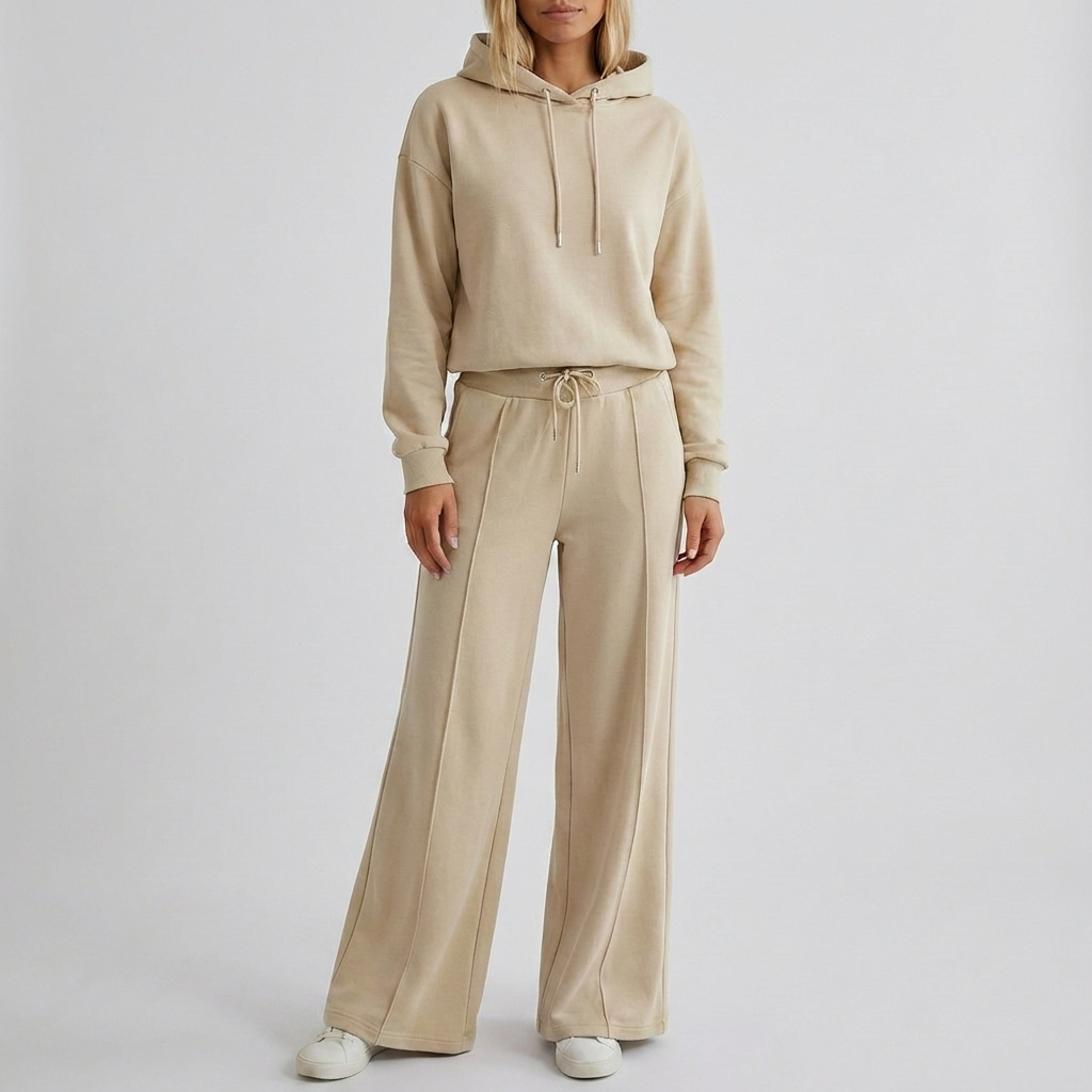 Tweedelige set met cropped hoodie en broek voor dames