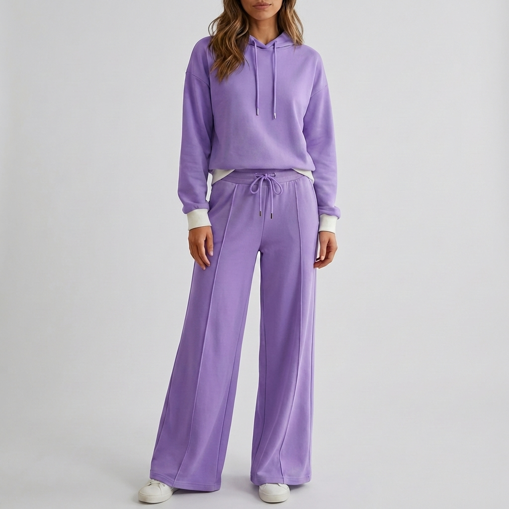 Tweedelige set met cropped hoodie en broek voor dames