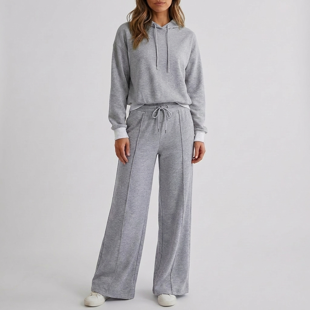 Tweedelige set met cropped hoodie en broek voor dames
