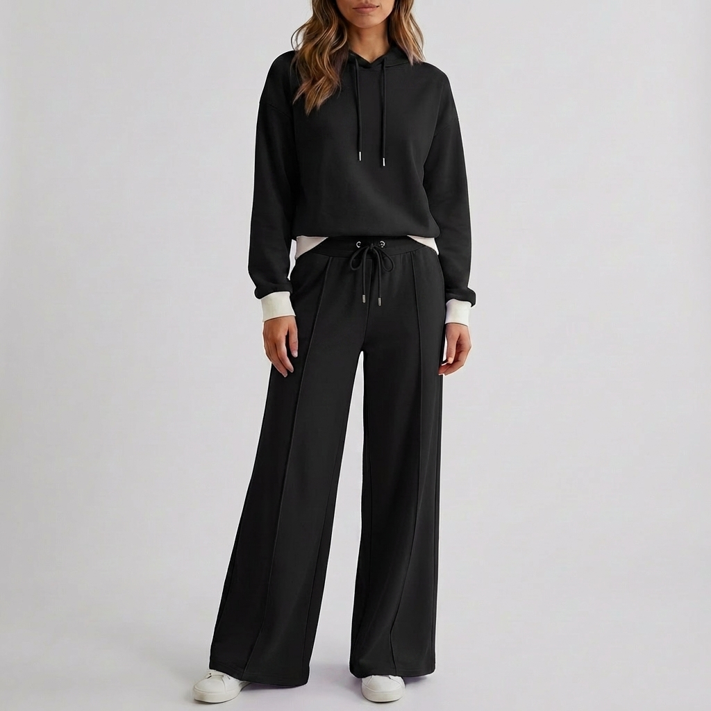 Tweedelige set met cropped hoodie en broek voor dames