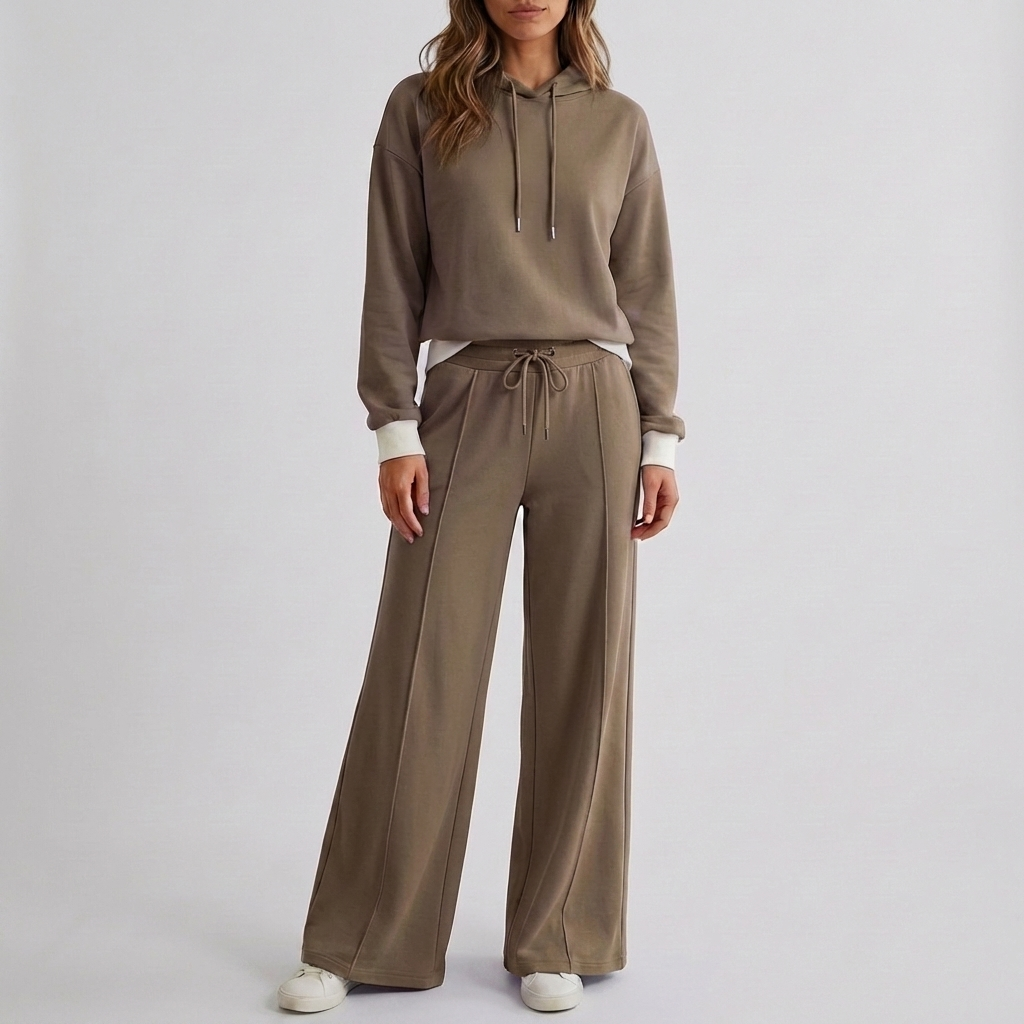Tweedelige set met cropped hoodie en broek voor dames