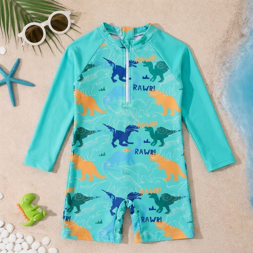 Eenstuk Badpak met Oceaandieren Print voor Jongens
