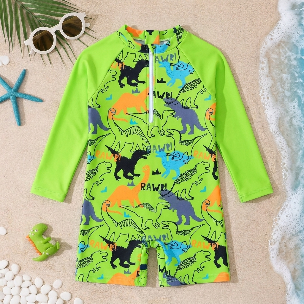 Eenstuk Badpak met Oceaandieren Print voor Jongens