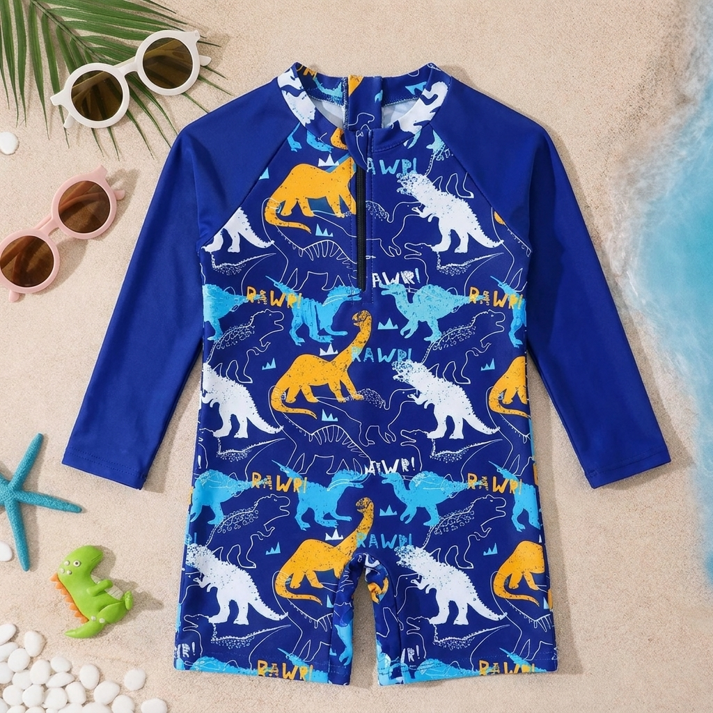 Eenstuk Badpak met Oceaandieren Print voor Jongens